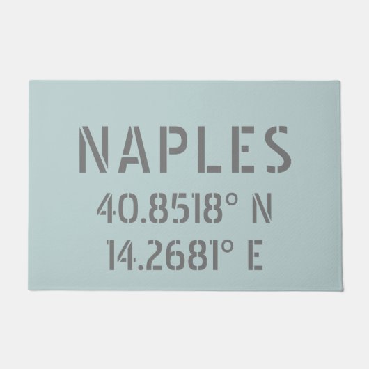 ナポリItaly緯度と経度の座標 ドアマット (正面)
