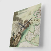 ナポレオンによるイギリスへの海軍攻撃の地図 スクエア壁時計 (傾斜)