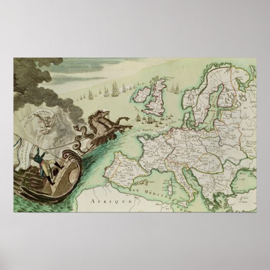 ナポレオンによるイギリスへの海軍攻撃の地図 ポスター (正面)