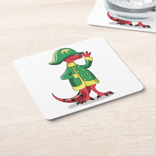 ナポレオンの格好をした漫画の暴政レックス。 スクエアペーパーコースター (アングル)