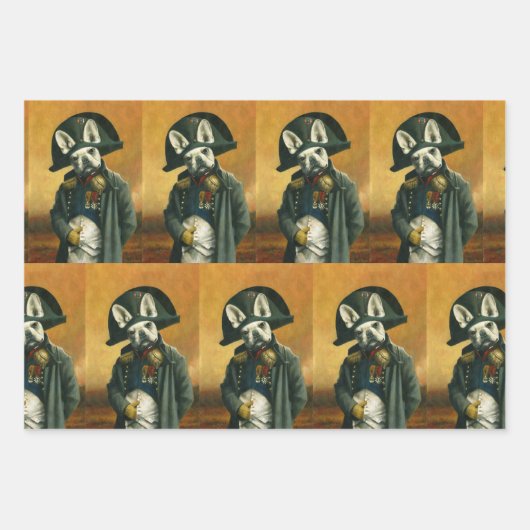 ナポレオンフランスのブルドッグギフトラッピング紙 ラッピングペーパーシート (正面3)