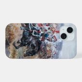 ナポレオン戦争のライプツィヒの戦闘シーン画 iPhone 15ケース (裏面横)