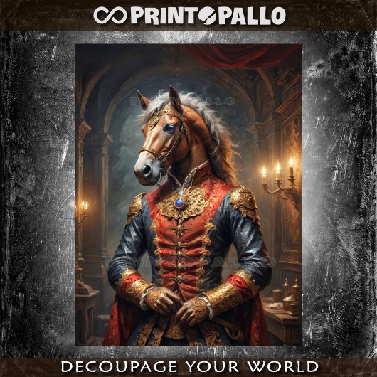 ナポレオン軍隊服を着た立派な馬 薄葉紙