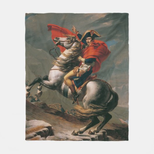 ナポレオン馬とともに聖ベルナール峠の戦い フリースブランケット (正面)