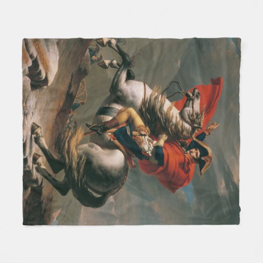 ナポレオン馬とともに聖ベルナール峠の戦い フリースブランケット (正面(横))