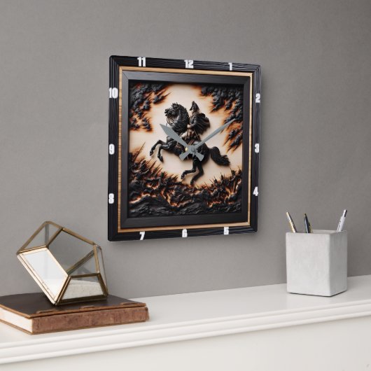 ナポレオン騎兵の突撃 スクエア壁時計 (オフィス)