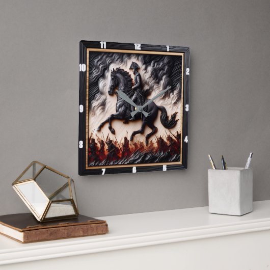 ナポレオン騎兵山威勢 スクエア壁時計 (オフィス)