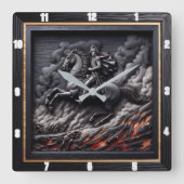 ナポレオン騎兵馬競走 スクエア壁時計 (正面)