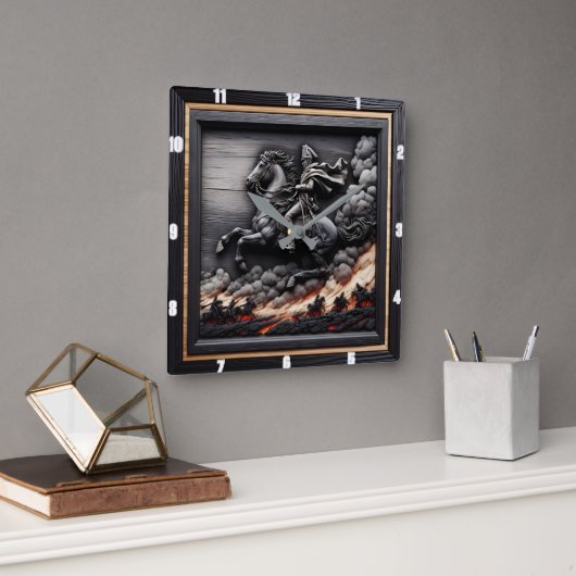 ナポレオン騎馬突進 スクエア壁時計 (オフィス)
