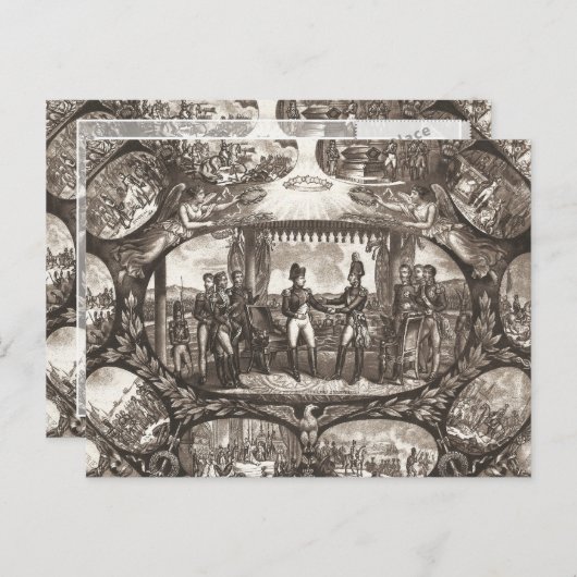 ナポレオン・ボナパルトとティルシットのアレクサンドロス1世 ポストカード (正面/裏面)