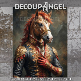 ナポレオン・ポーズの貴族馬 – デコパージュ –  薄葉紙