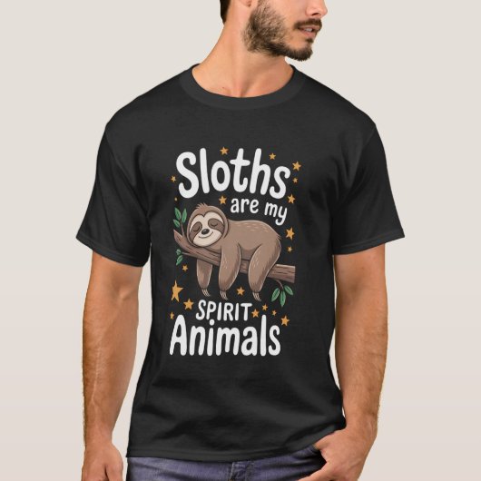 ナマケモノおもしろい動物 Tシャツ (正面)