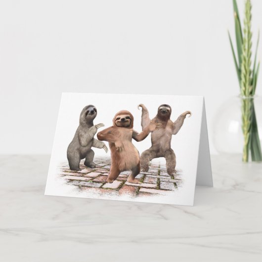 ナマケモノおもしろい踊りかわいい動物愛好家 カード (正面)