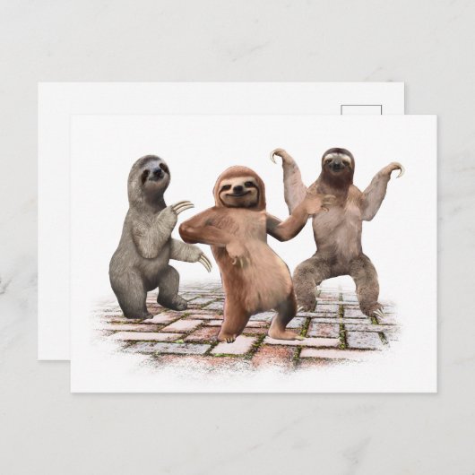 ナマケモノおもしろい踊りかわいい動物愛好家 ポストカード (正面/裏面)