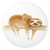 ナマケモノかわいいワミジンカラーアートドアノブ セラミックノブ (正面)