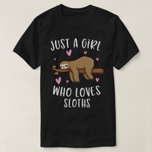 ナマケモノが大好きな女おもしろいの子で Tシャツ (デザイン正面)