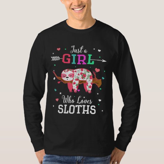 ナマケモノが大好きな女の子だけの花ナマケモノ Tシャツ (正面)