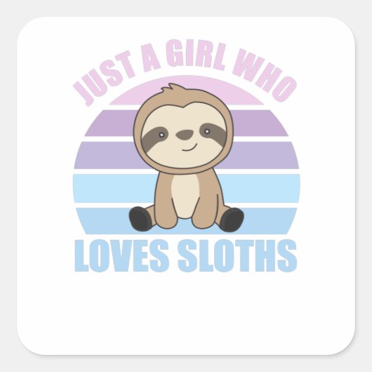 ナマケモノが大好きな女の子ヴィンテージ スクエアシール (正面)