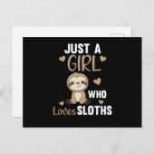 ナマケモノが大好きな女の子ヴィンテージ ポストカード (正面/裏面)