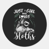 ナマケモノが大好きな女の子 |ギフトアイディア ラウンドシール (正面)