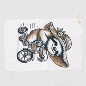 ナマケモノが自転車に乗っている ゴルフタオル (横)
