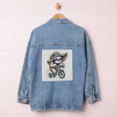 ナマケモノが自転車に乗っている デニムジャケット (ハンガー)