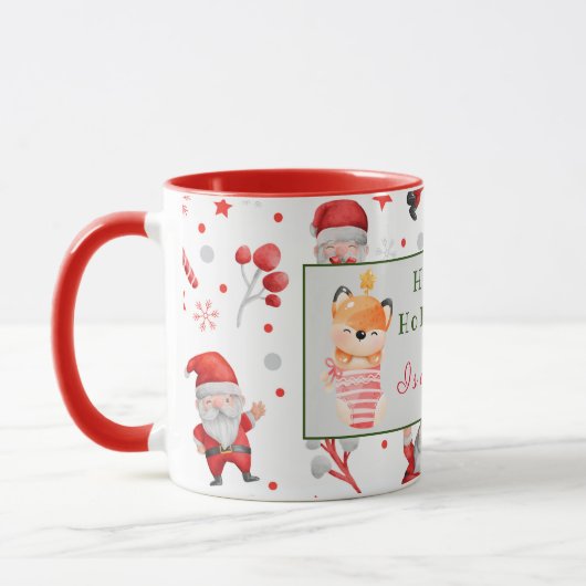 ナマケモノとキツネカスタマイズ文字と名前 マグカップ (左)