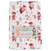 ナマケモノとキツネカスタマイズ文字と名前 ミディアムペーパーバッグ (正面)