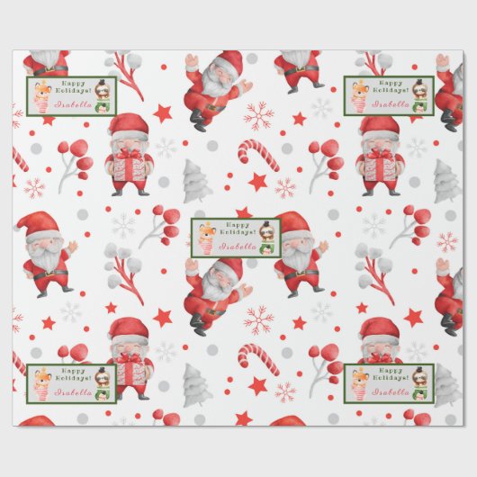 ナマケモノとキツネカスタマイズ文字と名前 ラッピングペーパー (フラット)