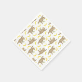 ナマケモノとバナナパターン スタンダードカクテルナプキン (角)