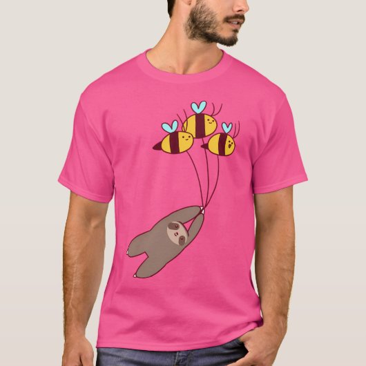 ナマケモノとバンブルミツバチ Tシャツ (正面)