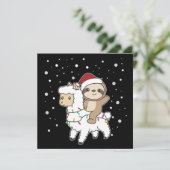 ナマケモノとラマのクリスマス雪の動物招待状 招待状 (スタンド正面)