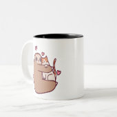 ナマケモノと猫は友達最高のだ ツートーンマグカップ (正面左)
