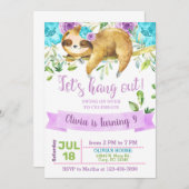 ナマケモノと遊ぼうよ！女の子の誘い、紫。 招待状 (正面/裏面)