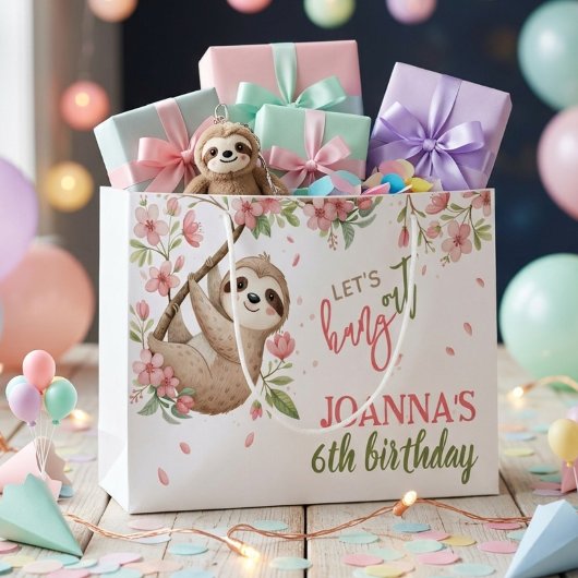 ナマケモノと遊ぼう キッズの誕生日 ラージペーパーバッグ