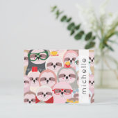 ナマケモノのかわいいナマケモノお名前 ポストカード (スタンド正面)