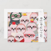 ナマケモノのかわいいナマケモノお名前 ポストカード (正面/裏面)