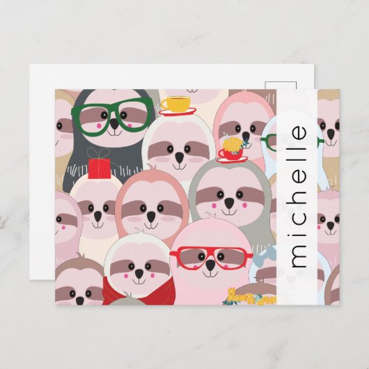 ナマケモノのかわいいナマケモノお名前 ポストカード (正面/裏面)