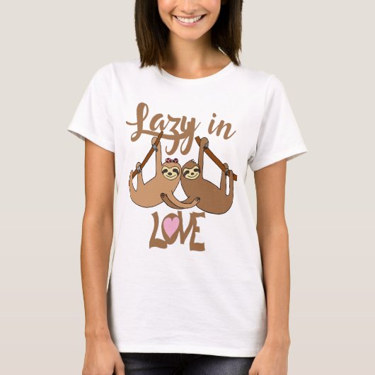 ナマケモノのカップル 恋人 Tシャツ (正面)
