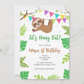 ナマケモノのキッズ誕生日パーティーの招待状 Let's Hang Out 招待状 (正面)