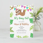 ナマケモノのキッズ誕生日パーティーの招待状 Let's Hang Out 招待状 (スタンド正面)