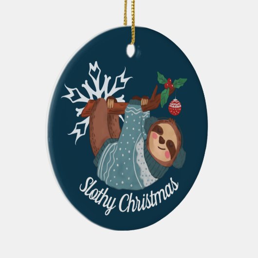 ナマケモノのクリスマスにセーターを着たかわいいナマケモノ セラミックオーナメント (右)