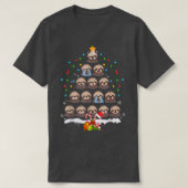 ナマケモノのクリスマスツリーが可愛いサンタハット愛好家 Tシャツ (デザイン正面)