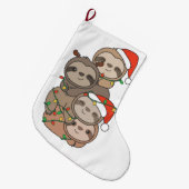 ナマケモノのクリスマスツリー ラージクリスマスストッキング (正面 (吊り時))