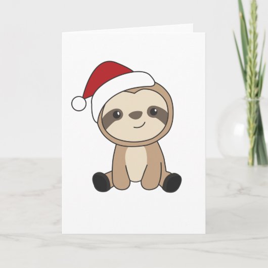 ナマケモノのクリスマス雪の上に積もる冬の動物たちがナマケモノ カード (正面)