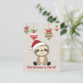 ナマケモノのクリスマス スノー ウィンター アニマル ナマケモノ ホリデー シーズンポストカード (スタンド正面)