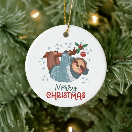 ナマケモノのクリスマス セラミックオーナメント (ツリー)
