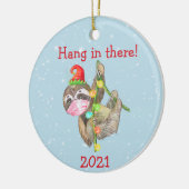 ナマケモノのクリスマス フェイスマスク 2021 頑張って! セラミックオーナメント (左)