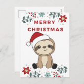 ナマケモノのクリスマス　雪　冬の動物　ナマケモノ シーズンポストカード (正面/裏面)