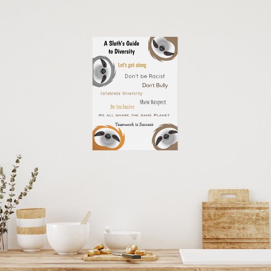 ナマケモノのグループから多様性を守るナマケモノのガイド ポスター (キッチン)